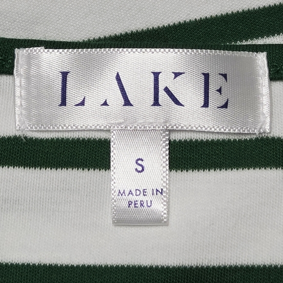 LAKE Pajamas Pima Classic Short Long Set Green White Stripe Size Small - Picture 11 of 13